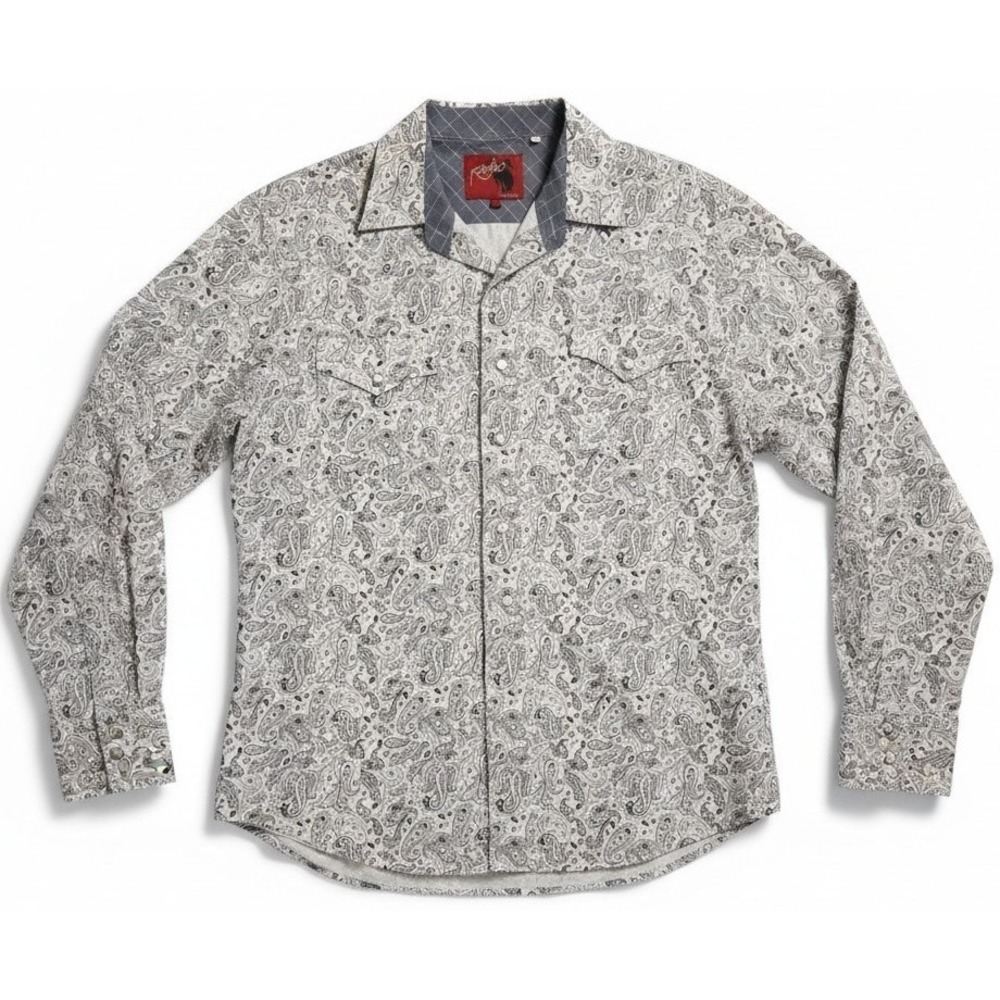 Rodeo Clothing Co Mens Large Paisley Pearl Snap Western Shirt Long Sleeve